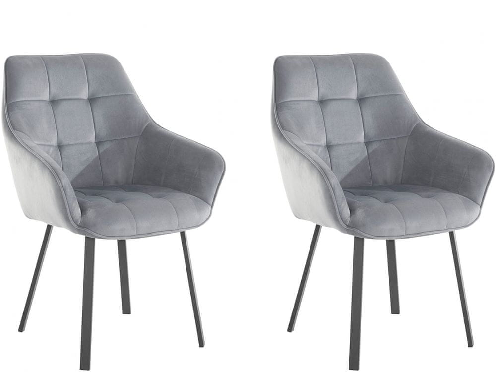 Danish Style Jedálenská stolička Pamela (SADA 2 ks), zamat, šedá